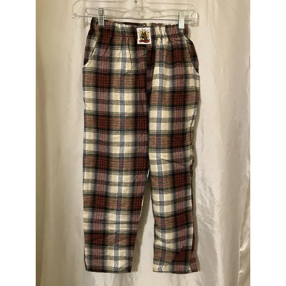 VTG Yo Wear Max Boxxer KIDS Pants S Red NOS 100% Cotton Flannel USA  w/ Pockets‎